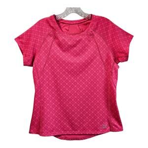 L L BEAN Women's M T-Shirt Activewear Pink Short Sleeve Logo Zip Pocket 36"